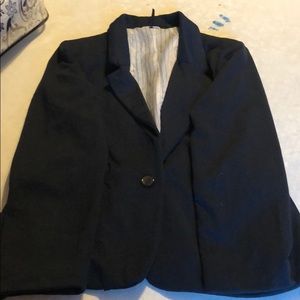 Check& Stripe navy blue blazer